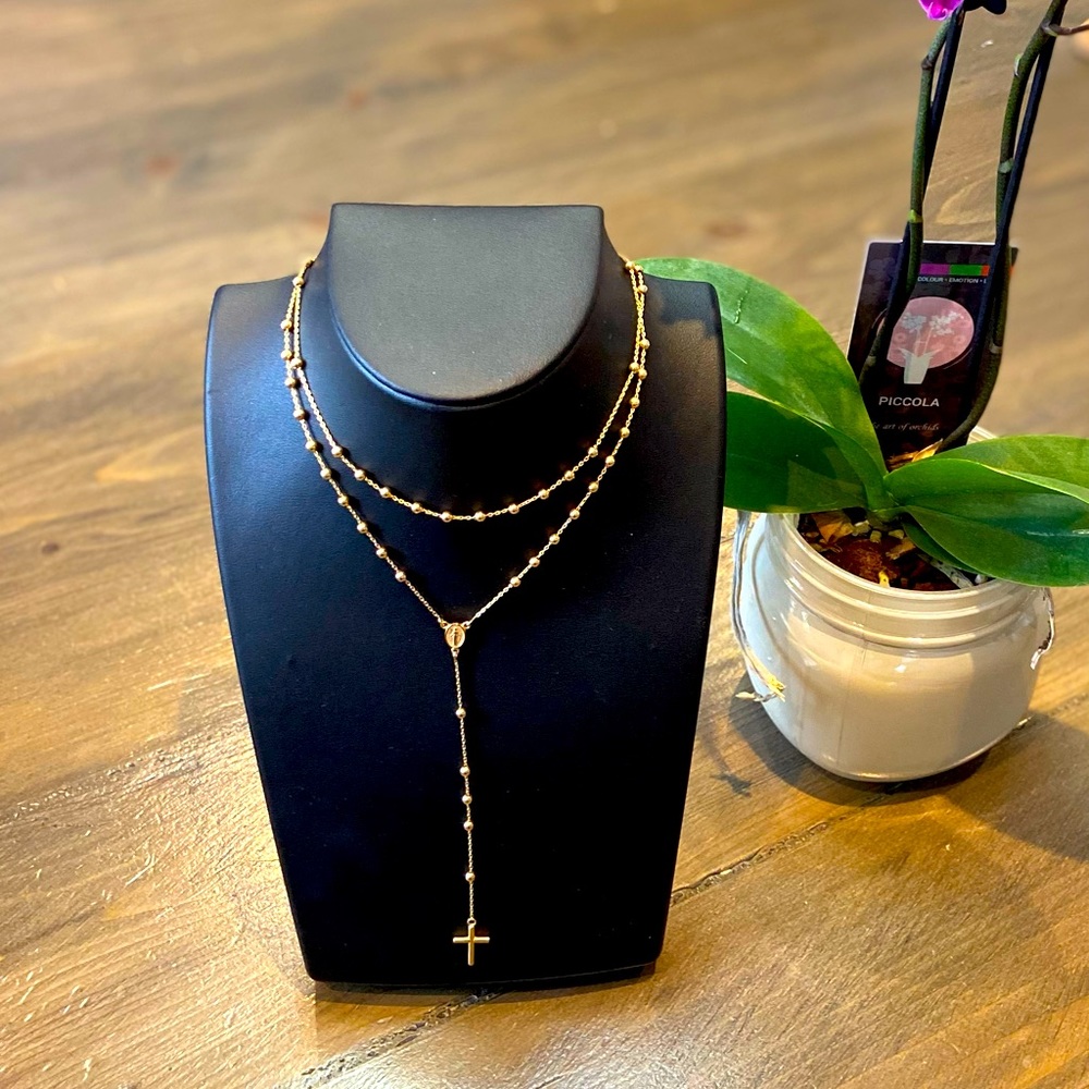 14k yellow gold rosary necklace